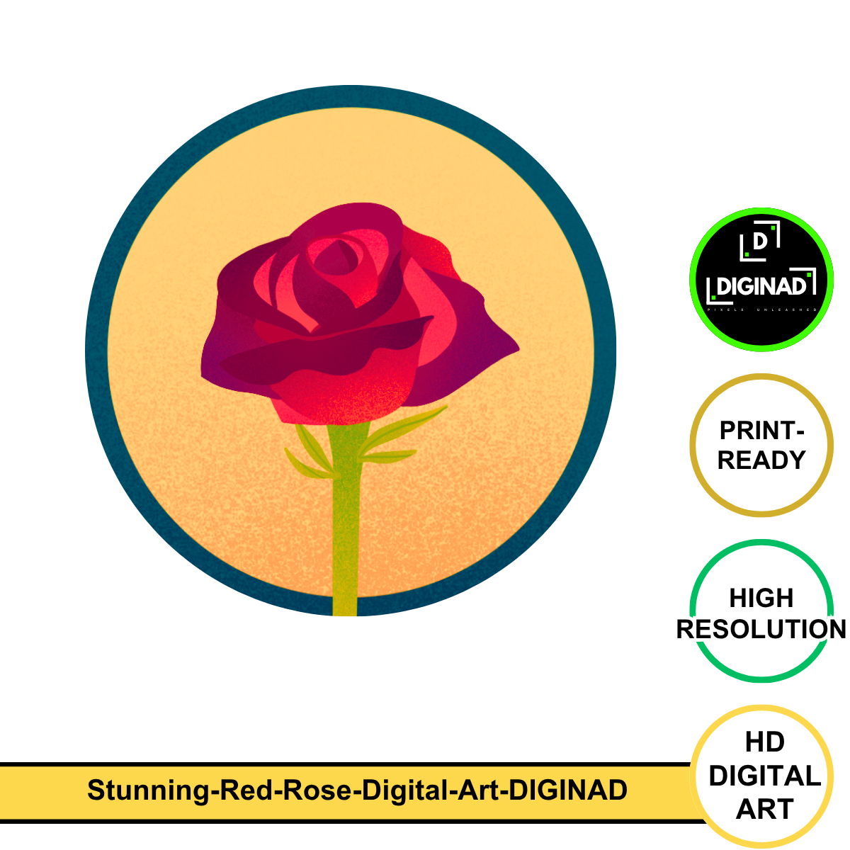 Stunning Red Rose – Digital Art (High-Resolution Download Avilable)